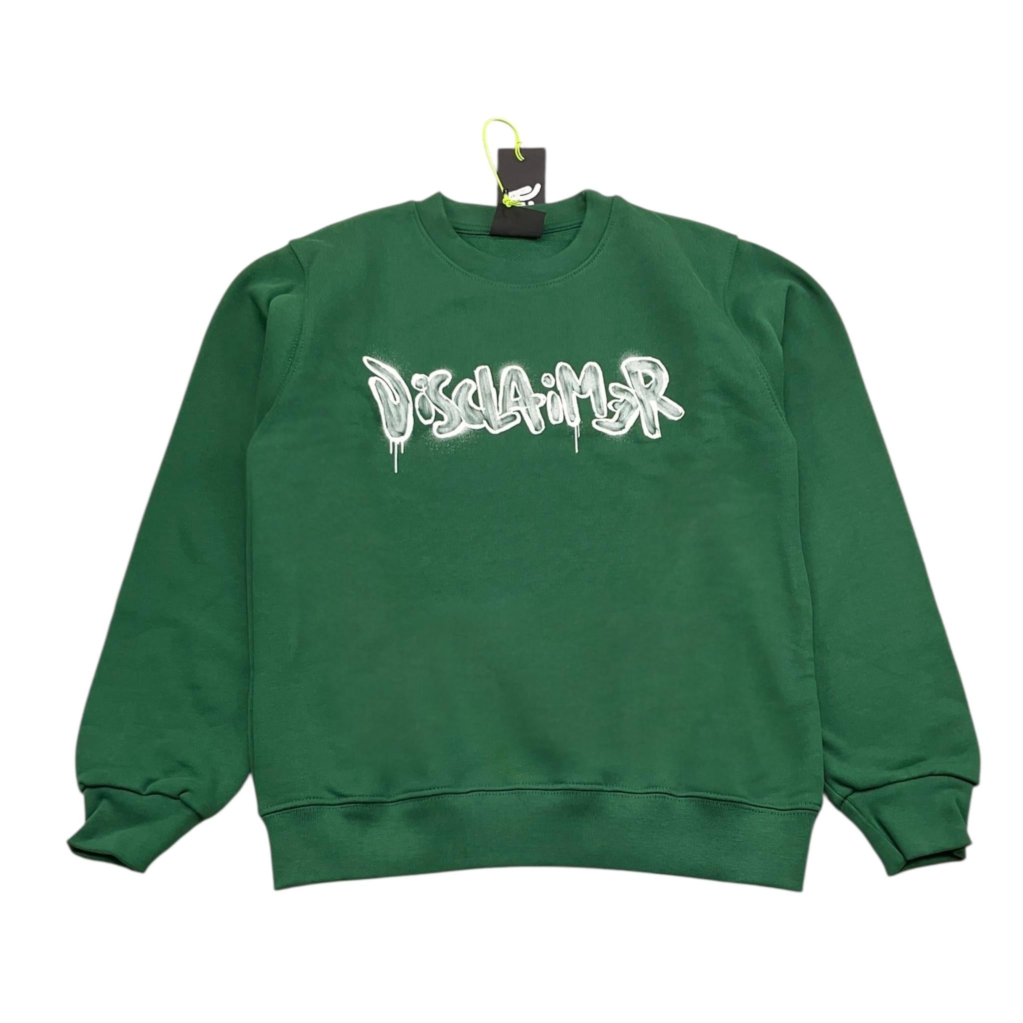 DISCLAIMER felpa girocollo tinta unita con stampa Verde per Bambino 24IDK58244 VERDE DISCLAIMER 