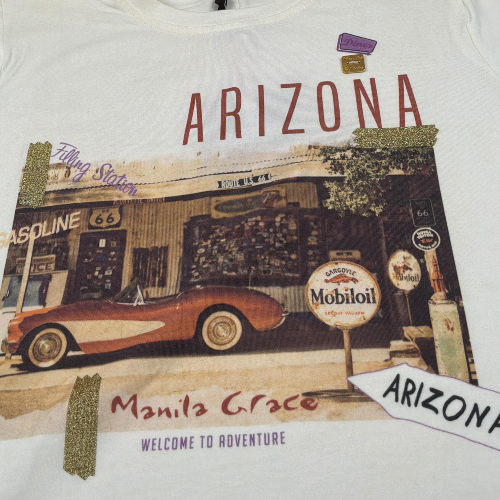 Manila Grace T-Shirt tinta unita con Stampa Panna per Bambina MG45 PANNA MANILA GRACE 