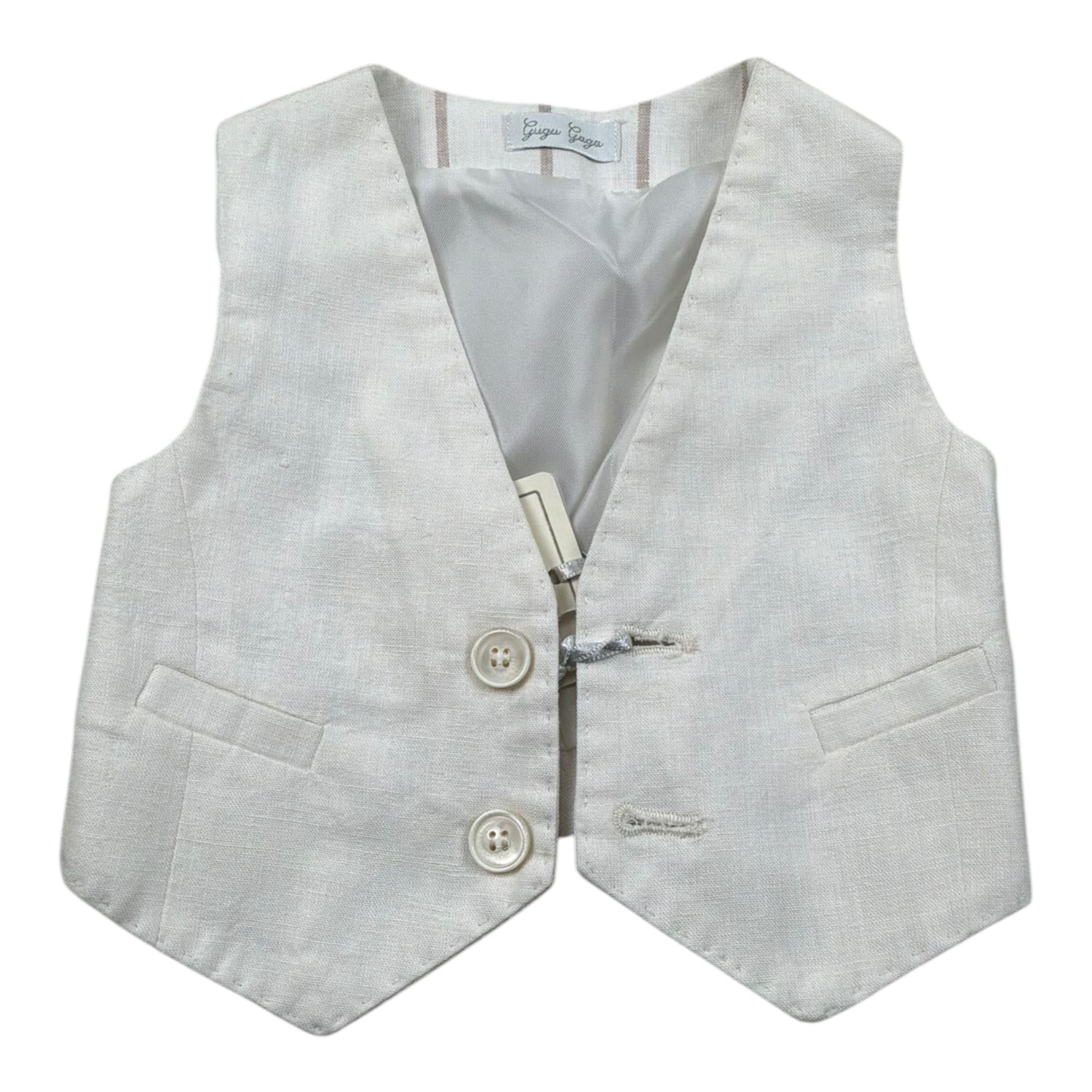 Gugu Gaga Gilet Tinta Unita Fantasia A Righe per Neonato GM3002T PANNA GUGU GAGA 