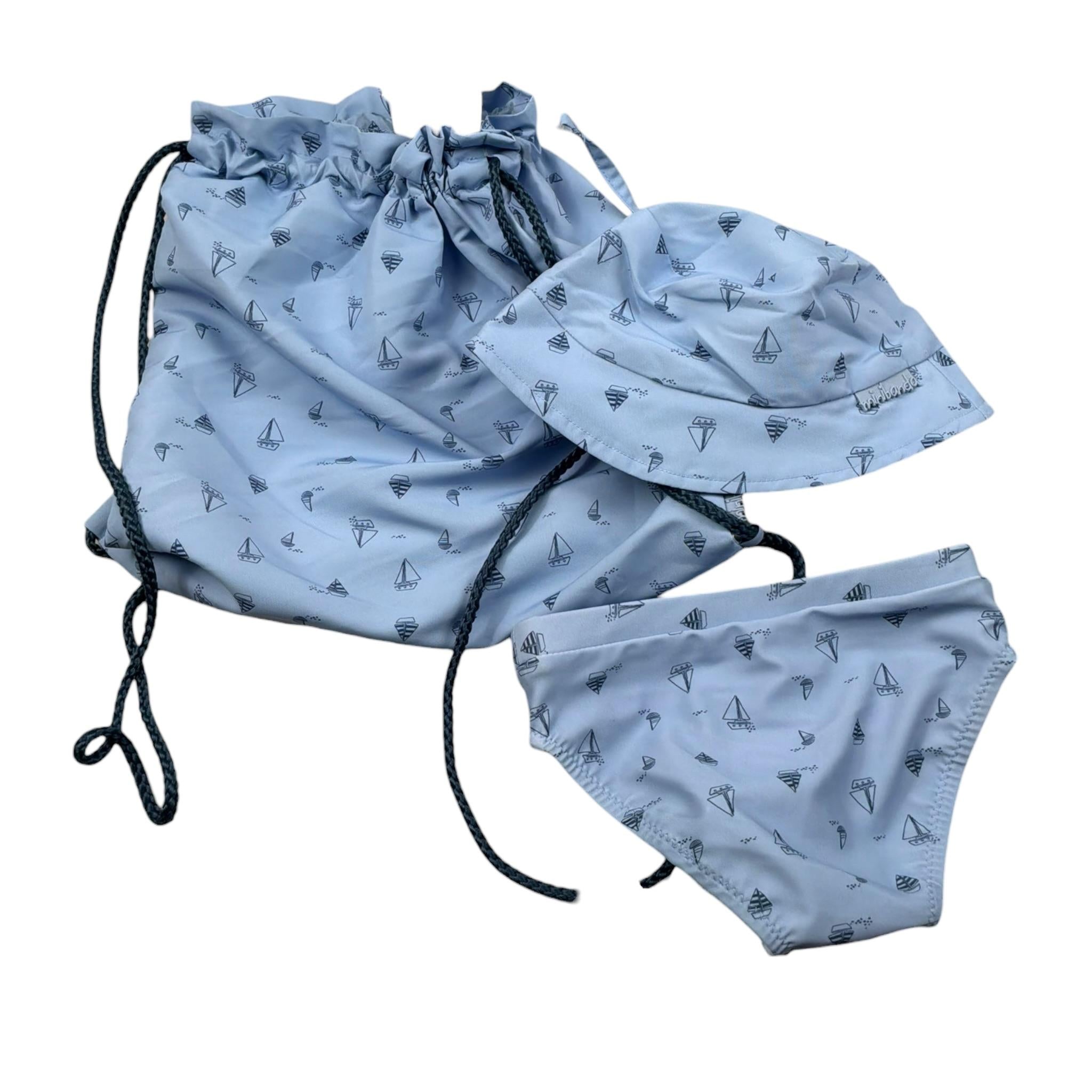 Sarabanda Set 3 Pezzi Costume-Cappello-Sacca per Neonato 38337 AZZURRO SARABANDA 