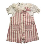 Marlu' Completo 2 Pezzi Camicia-Salopette Panna/Rosa Per Neonata