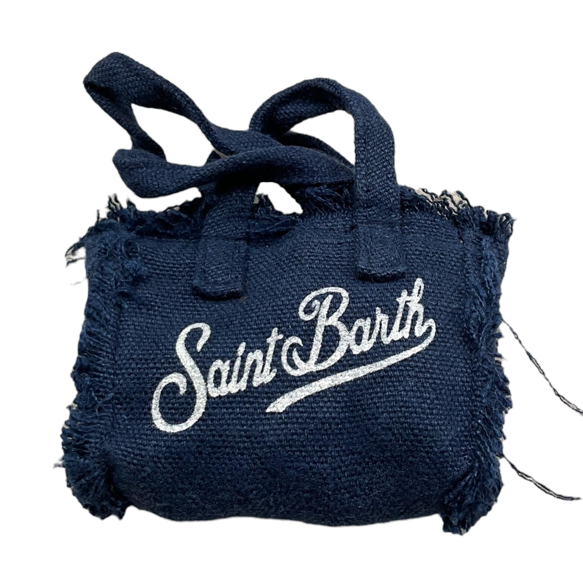Saint Barth Ciondolo Mini Borsa Tinta Unita con Logo per Bambina KEY BLU SAINT BARTH 