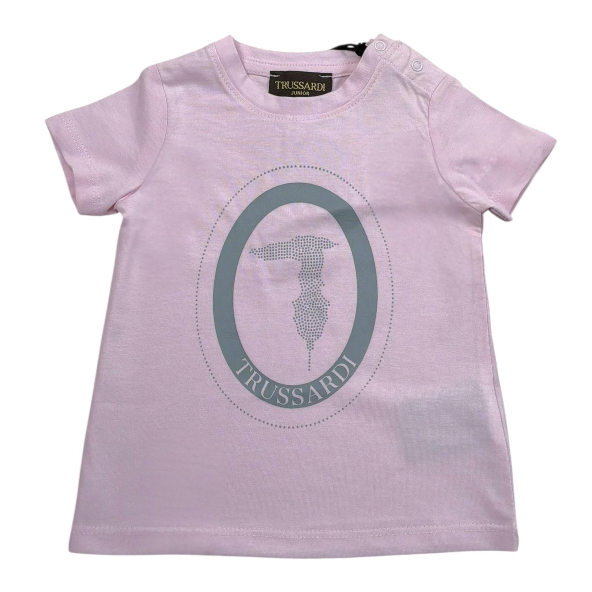 Trussardi T-Shirt Tinta Unita Girocollo con Stampa per Neonata TIP21104 ROSA TRUSSARDI 