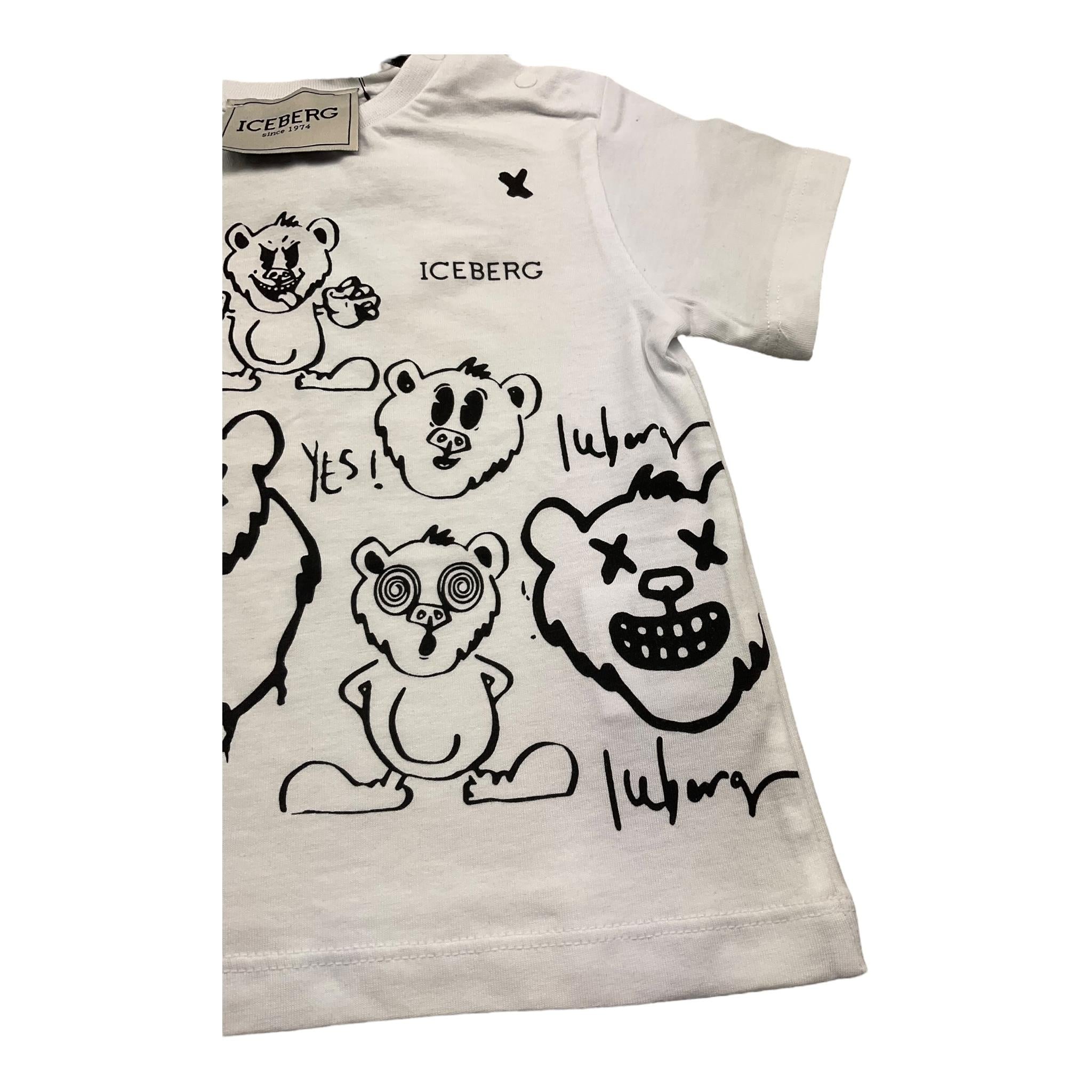 Iceberg T-Shirt Tinta Unita Girocollo con Stampa per Neonato TSICE5112B BIANCO ICEBERG 