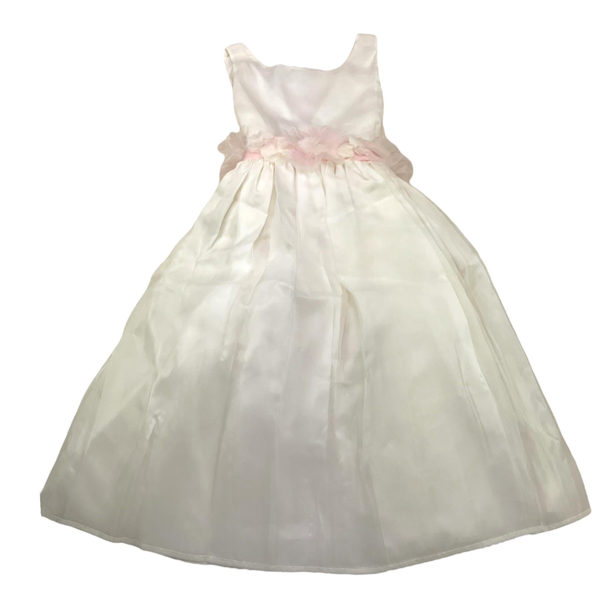 La Stupenderia Abito Cerimonia Giromanica Tinta Unita con Fiocco per Bambina CJAB96 BIANCO LA STUPENDERIA 