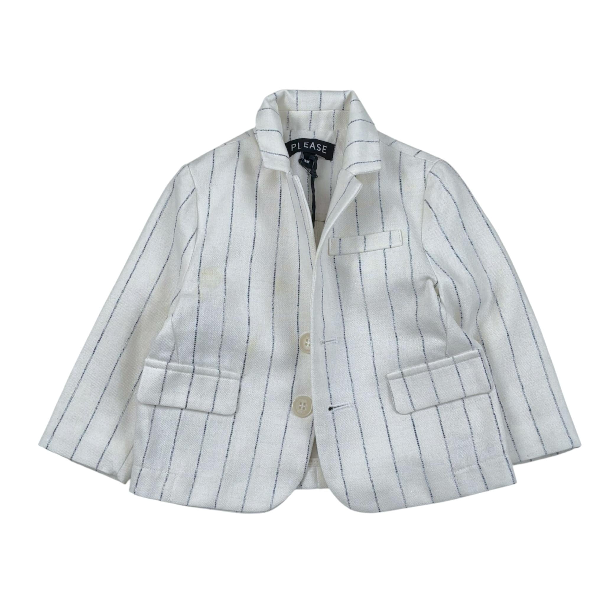 Please Giacca Tinta Unita con Fantasia A Righe per Neonato JB40131B73 BIANCO PLEASE 