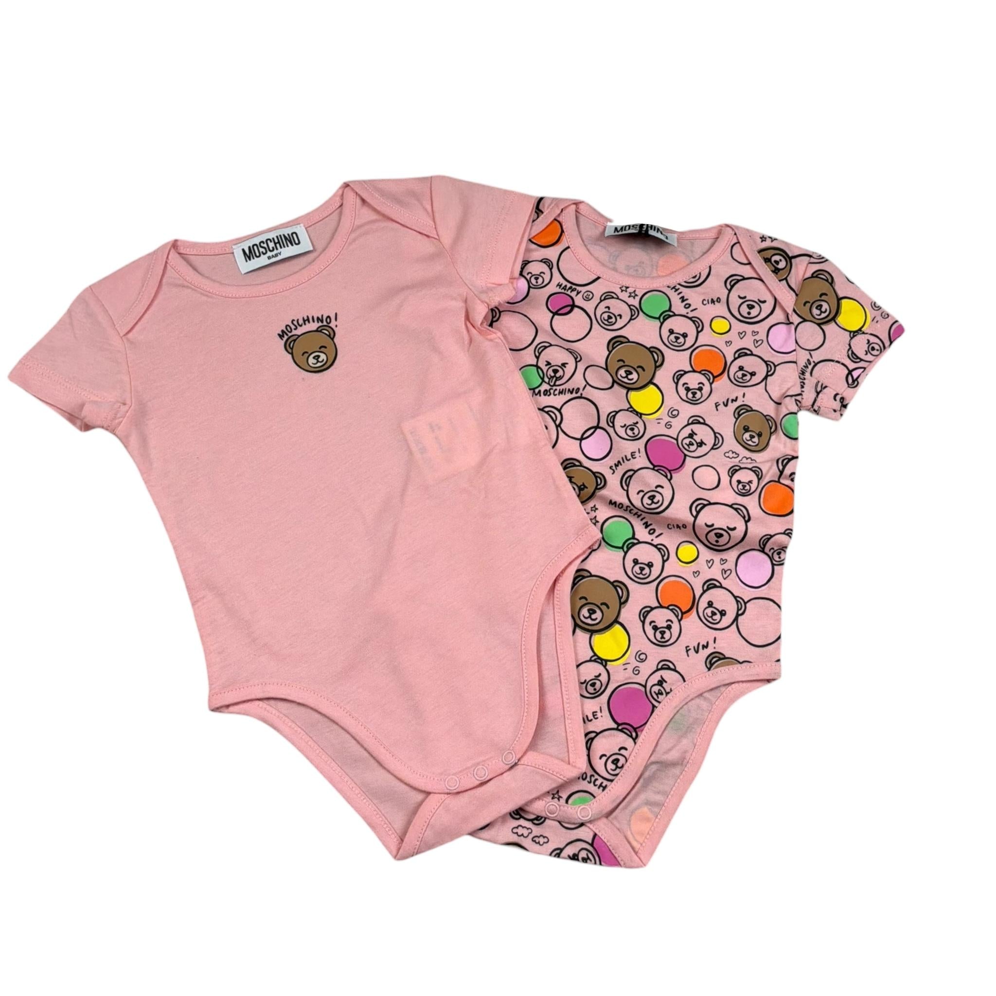Moschino Set 3 Pezzi Body-Bavetta per Neonata MMY08D ROSA MOSCHINO 