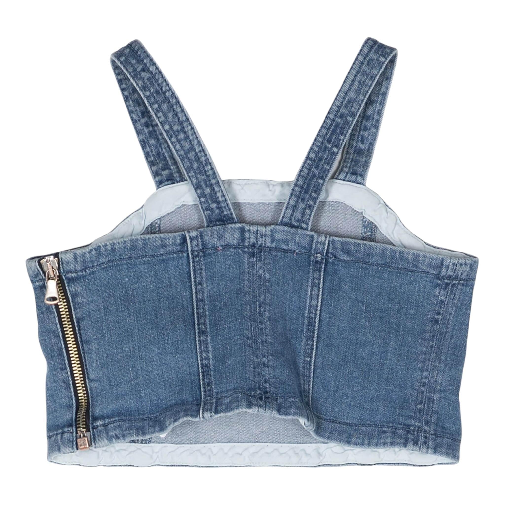 Miss Blumarine Top Tinta Unita In Denim per Bambina IA4045 AZZURRO MISS BLUMARINE 