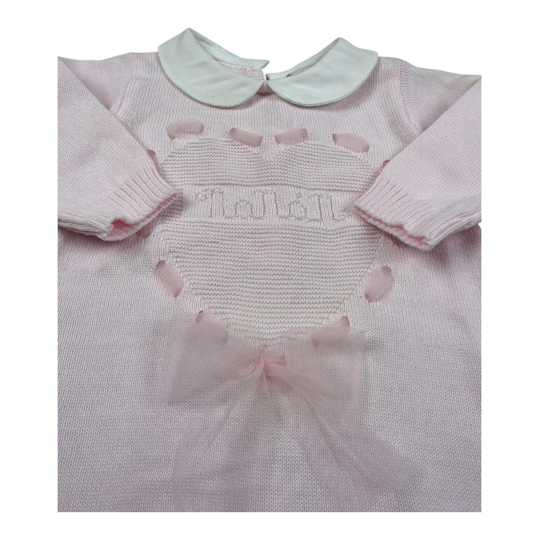 Nanan Tutina Manica Lunga Tinta Unita con Ricami per Neonata E2440201R ROSA NANAN 