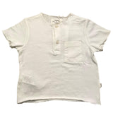 Teddy E Minou T-Shirt Tinta Unita Con Bottoni E Taschino Panna Per Neonato