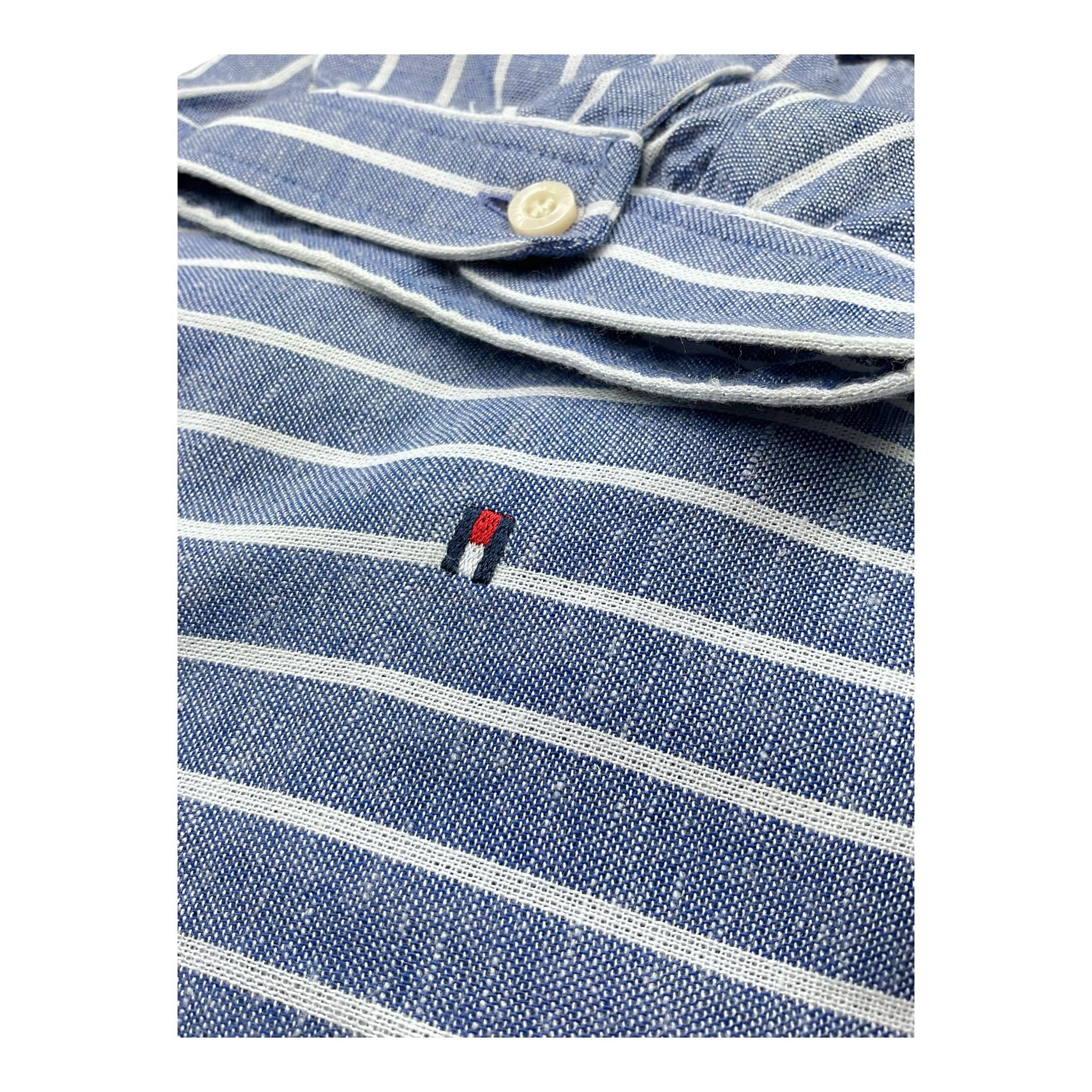 Tommy Hilfiger Abito Tinta Unita con Fantasia A Righe Mezza Manica per Bambina KG0KG08579 AZZURRO TOMMY HILFIGER 