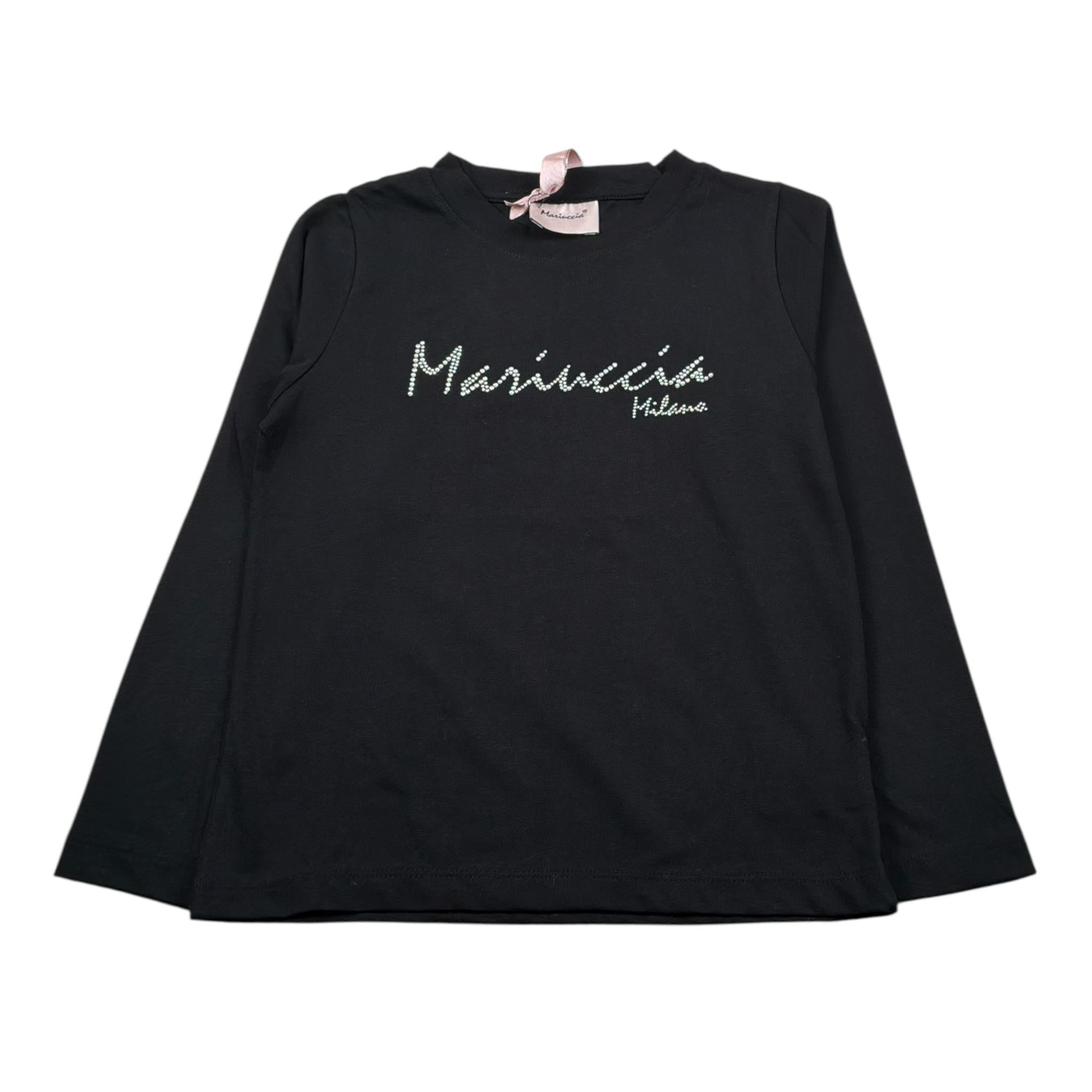 Mariuccia Shirt Girocollo tinta unita con Stampa Brillantinata Nero per Neonata MBFW23T209N NERO MARIUCCIA 