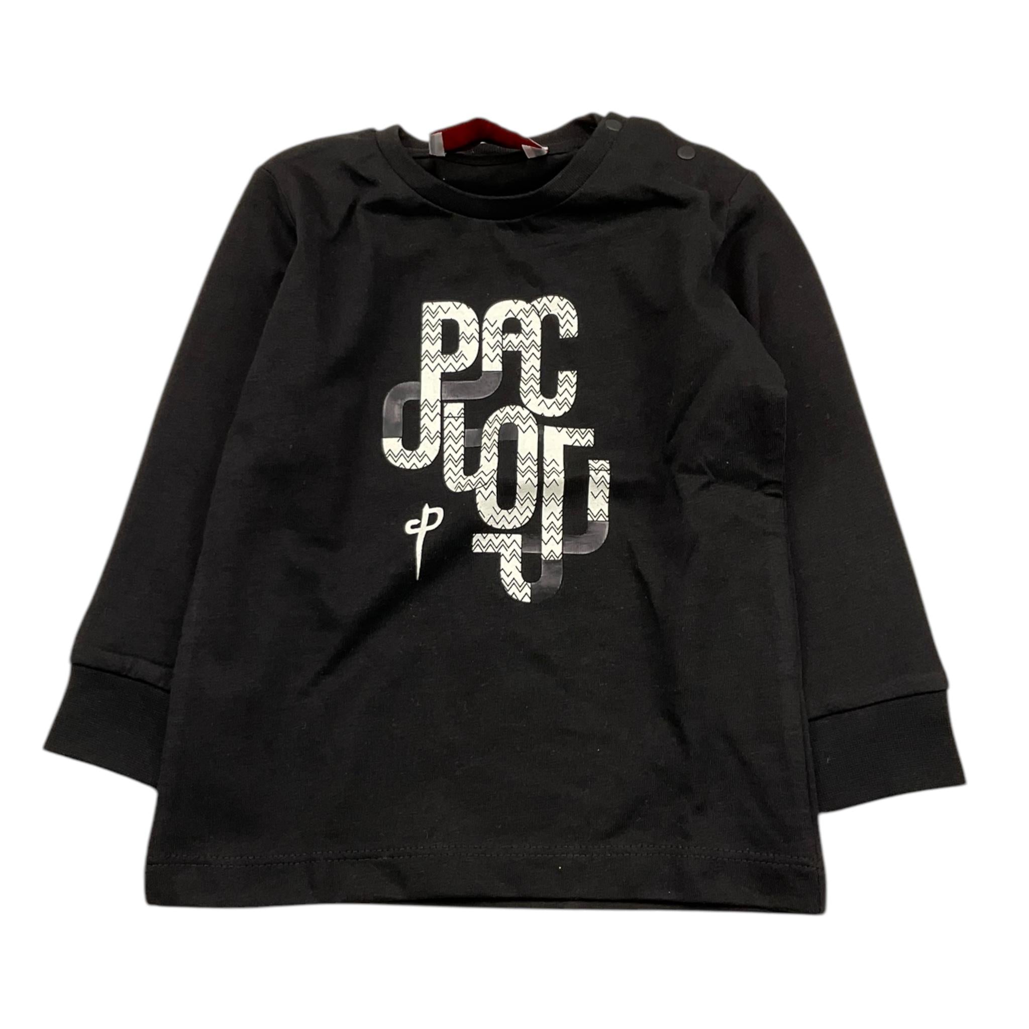 CESARE PACIOTTI shirt tinta unita girocollo con stampa Nero per Neonato PA217932 NERO CESARE PACIOTTI 