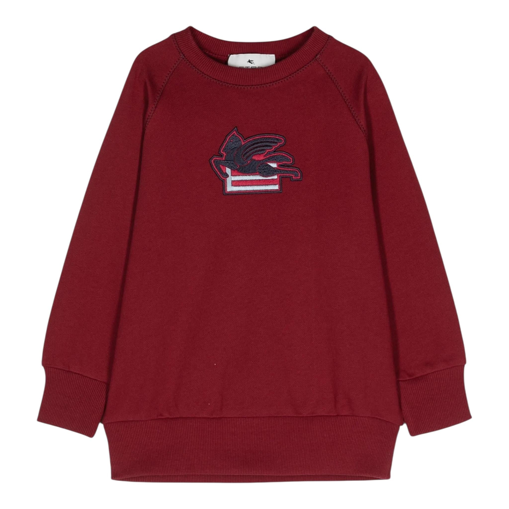 ETRO felpa chiusa girocollo tinta unita con logo Bordeaux per Bambino GV4P10 BORDEAUX ETRO 