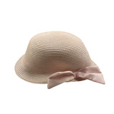 Barcellino Cappello Tinta Unita con Fiocco Rosa per Neonata