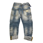 YES LONDON jeans tinta unita con strappi Azzurro per Bambino JR1083 AZZURRO YES LONDON 