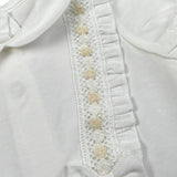 Ninnaoh Pagliaccetto Mezza Manica Tinta Unita con Ricami per Neonata E2471P BIANCO NINNAOH 