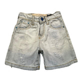 Yes London Bermuda In Denim Tinta Unita Con Strappi Azzurro Per Neonato