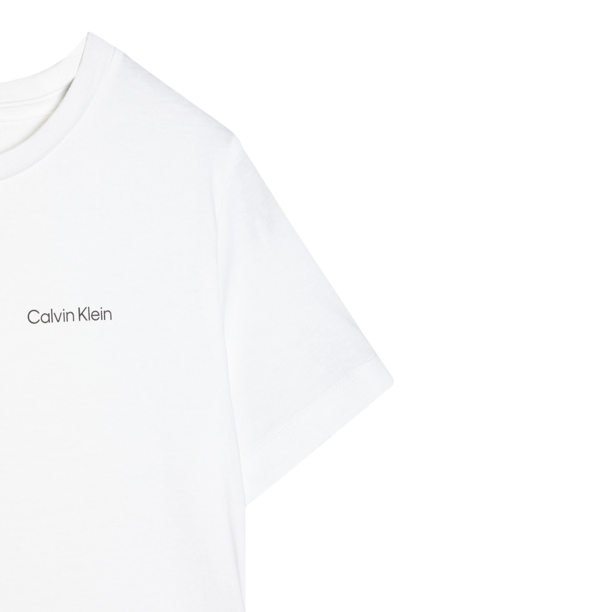 Calvin Klein T-Shirt Girocollo Tinta Unita con Logo per Bambino IU0IU0683 BIANCO CALVIN KLEIN 