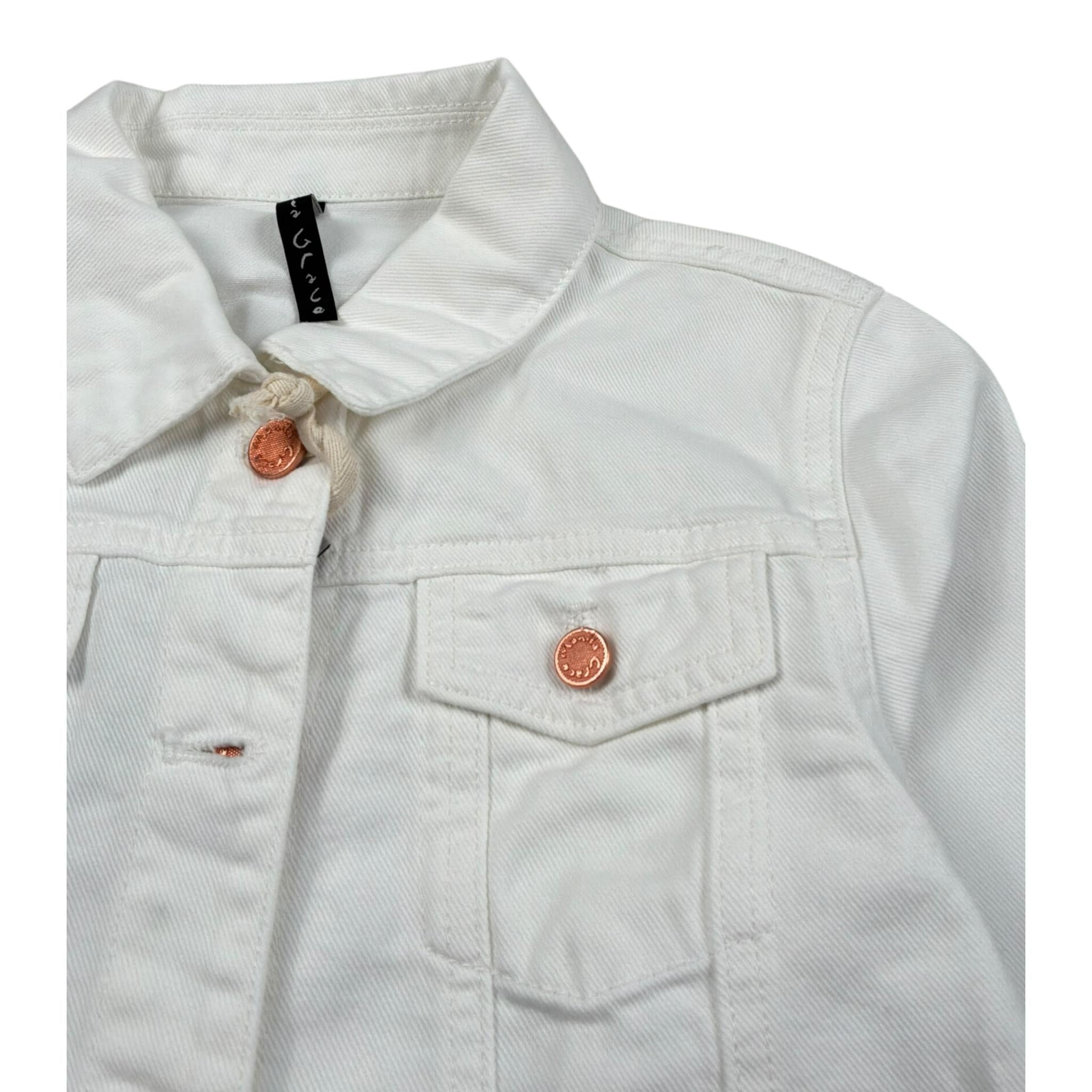 Manila Grace Giubbino In Denim Tinta Unita per Bambina MG2696 BIANCO MANILA GRACE 