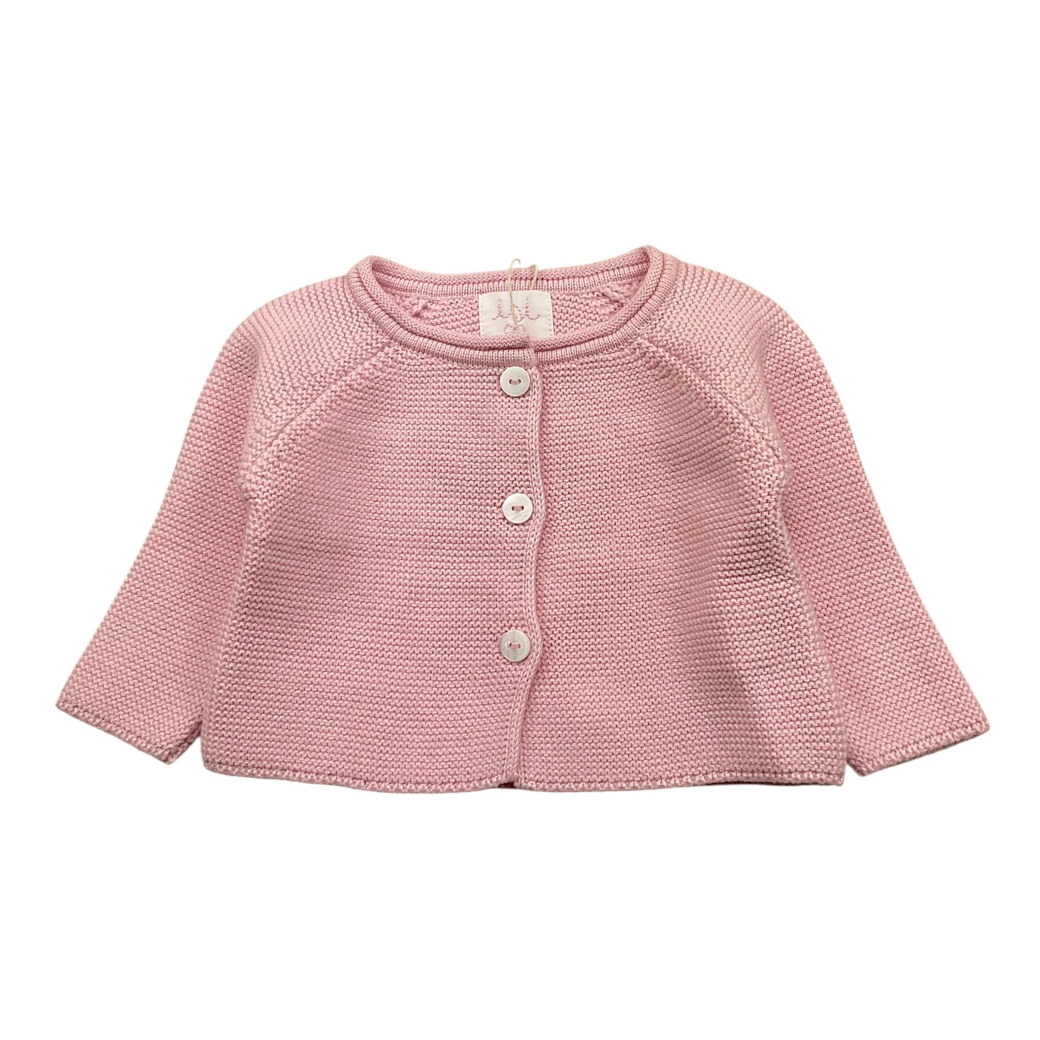 Isi Baby Cardigan In Filo Tinta Unita per Neonata SCCI127GFMM ROSA ISI BABY 