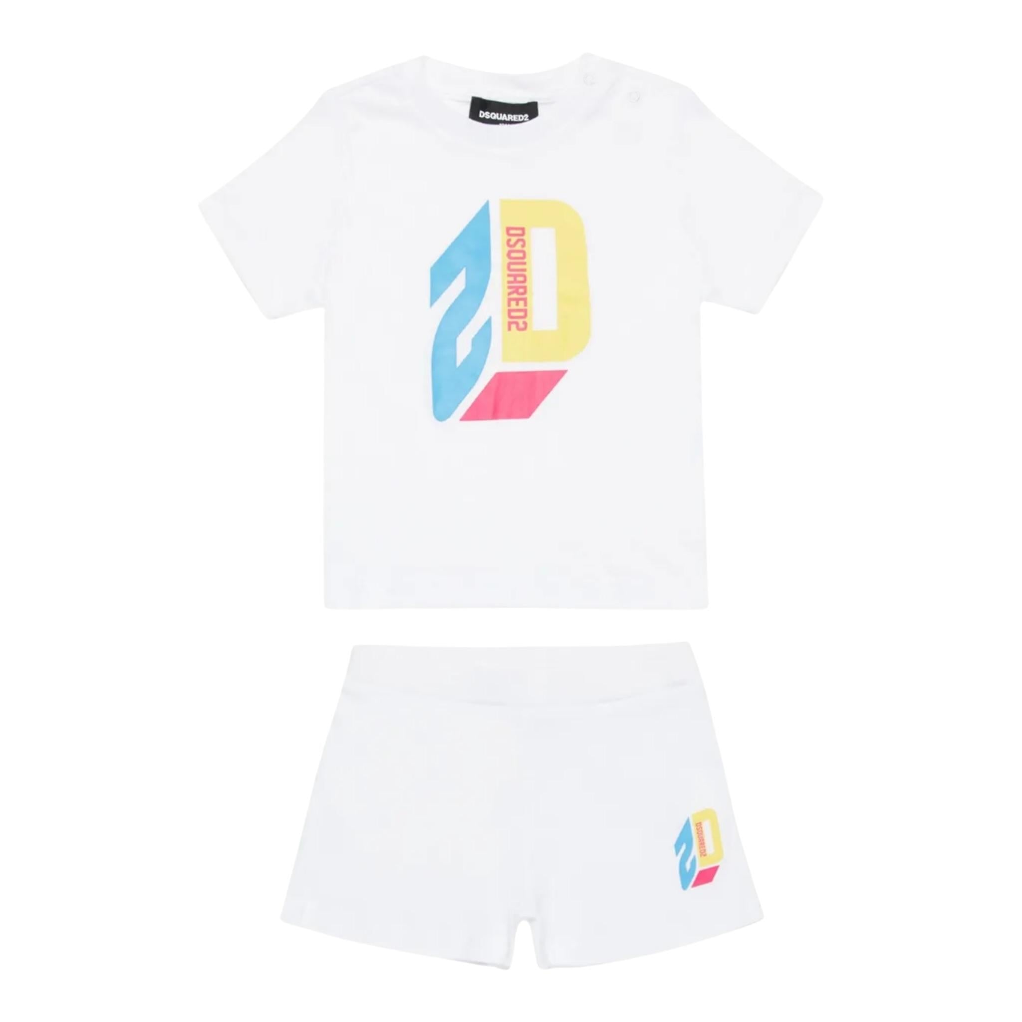 Dsquared2 Completo 2 Pezzi T-Shirt-Bermuda tinta unita Bianco per Neonato DQ2256 BIANCO DSQUARED2 