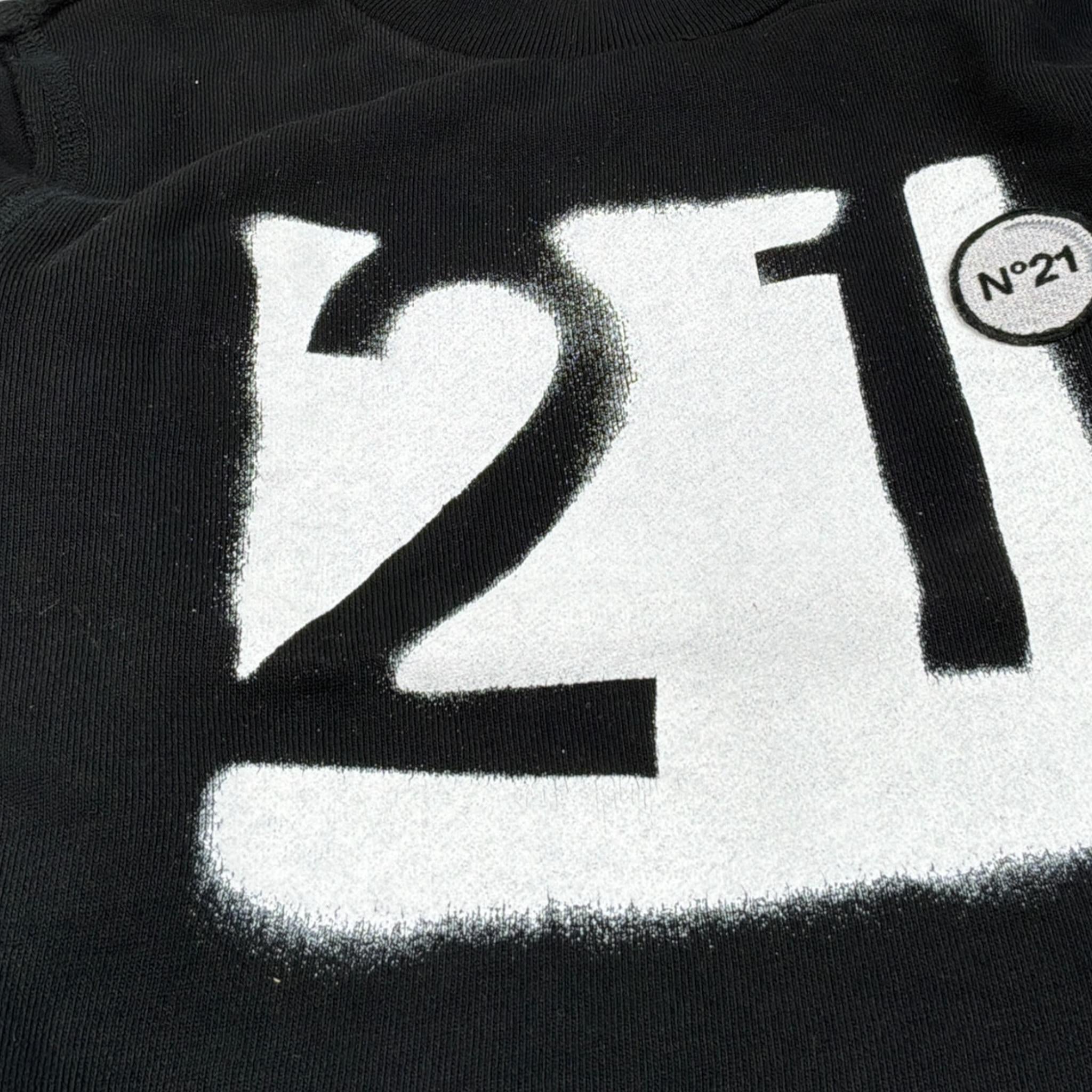 N°21 Felpa Girocollo tinta unita con Stampa Nero per Bambino N21435N0033 NERO N°21 