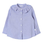 IL GUFO camicia manica lunga con colletto rouches Blu per Bambina A24CL239C0052 BLU IL GUFO 