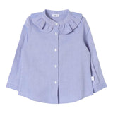 IL GUFO camicia manica lunga con colletto rouches Blu per Bambina A24CL239C0052 BLU IL GUFO 