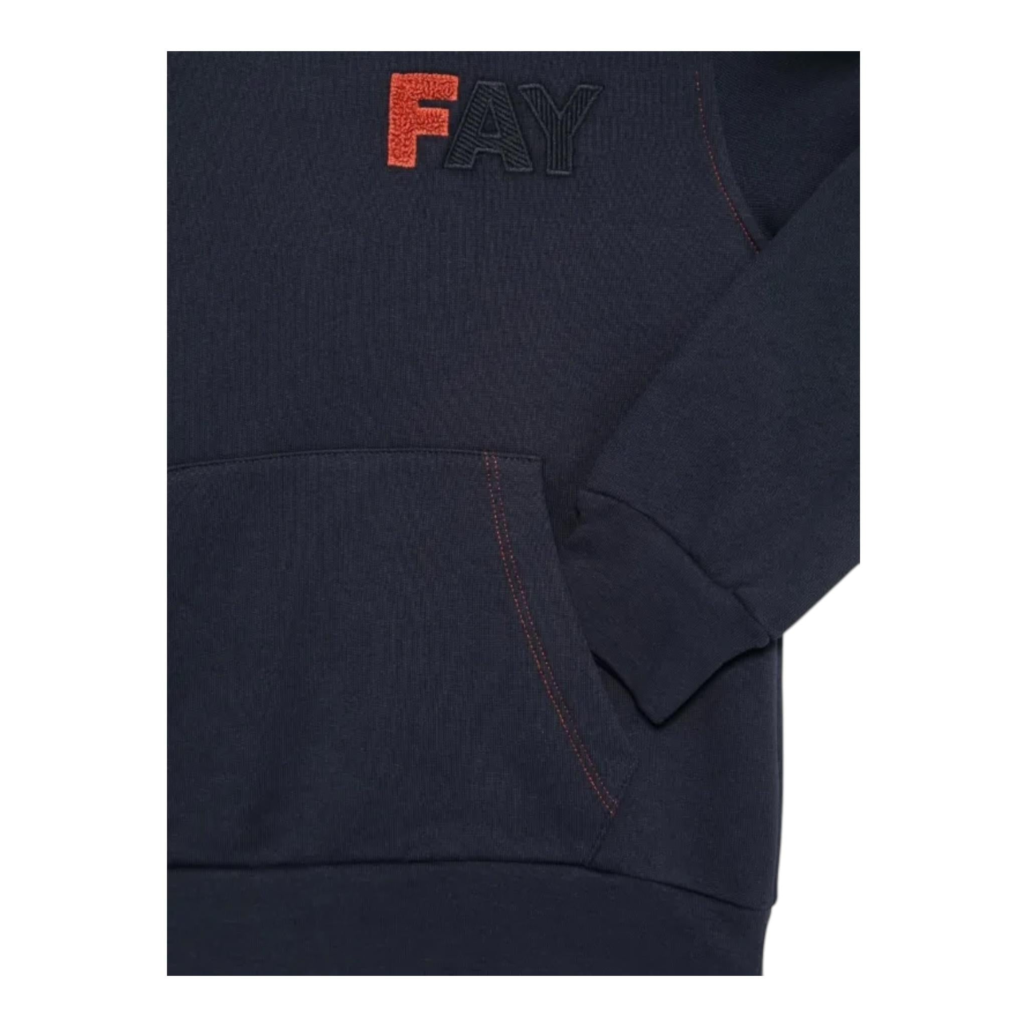 FAY felpa tinta unita con cappuccio e logo Blu per Bambino FV4P00 BLU FAY 