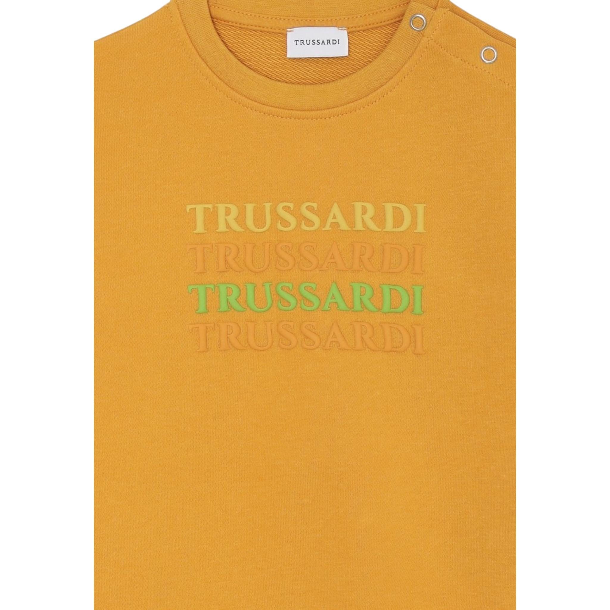 Trussardi Felpa Chiusa Girocollo Tinta Unita con Logo per Neonato TIP25028FE ARANCIONE TRUSSARDI 