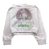 Iceberg Felpa Tinta Unita con Cappuccio E Brillantini per Bambina MFICE4150J BIANCO ICEBERG 