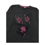LIU JO shirt girocollo tinta unita con brillantini Nero per Bambina GF3229 NERO LIU JO 