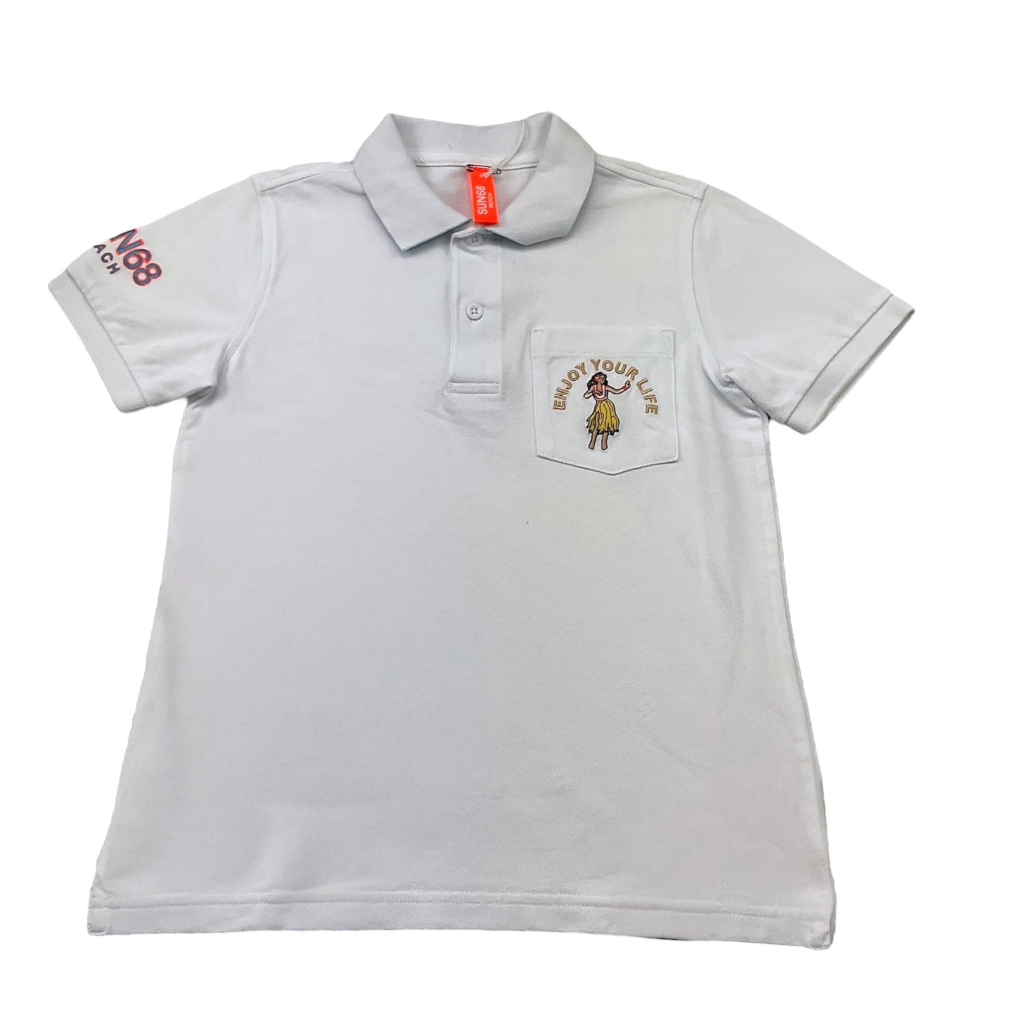 Sun68 Plo Mezza Manica Tinta Unita per Bambino CPA35341 BIANCO SUN68 