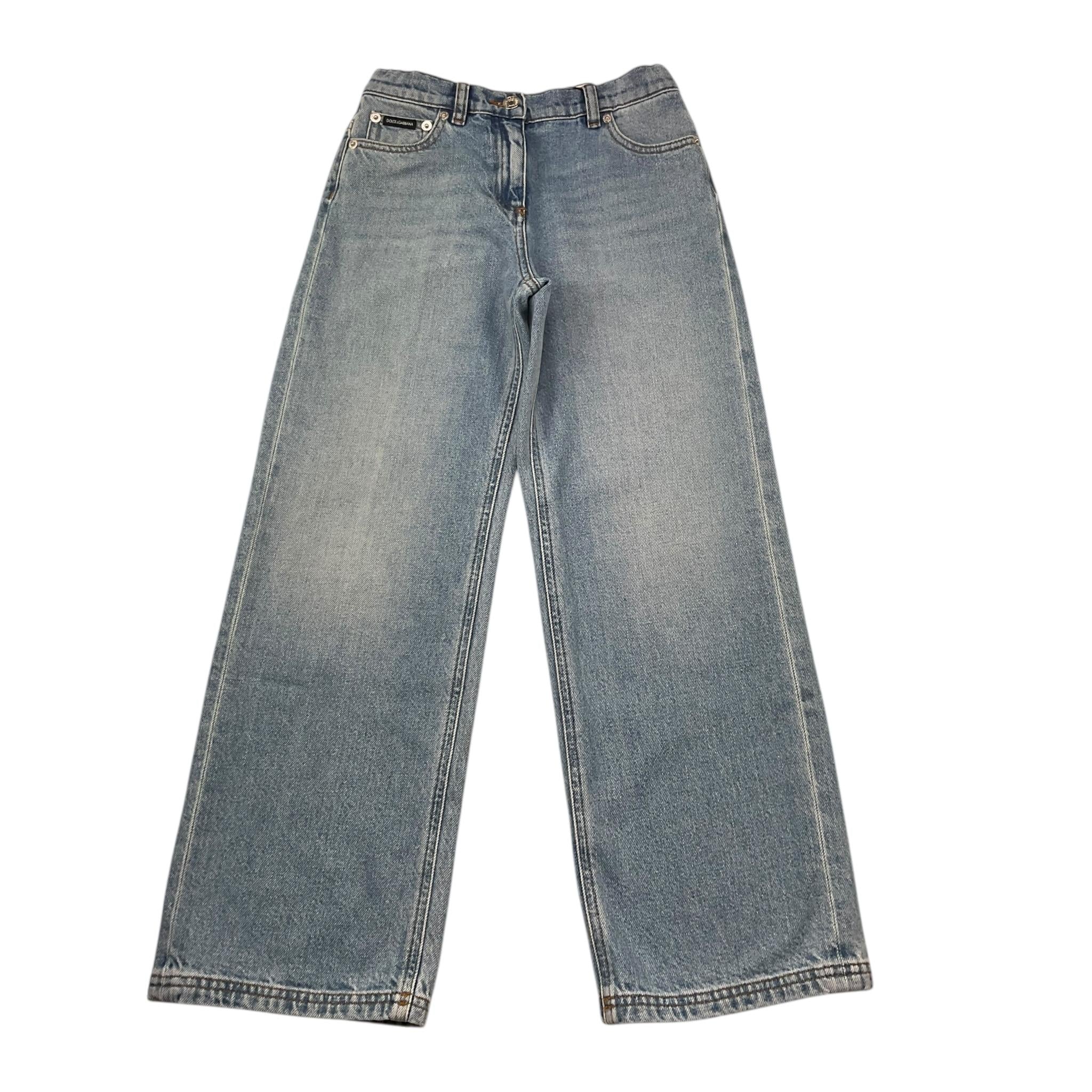 Dolce & Gabbana Jeans Tinta Unita Modello Palazzo per Bambina L52F91 AZZURRO DOLCE & GABBANA 