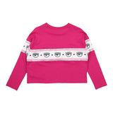 Chiara Ferragni Shirt Modello Crop Tinta Unita Con Stampa Fuxia Per Bambina