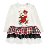 MONNALISA abito felpa girocollo tinta unita con balze Bianco per Bambina 19D922X BIANCO MONNALISA 