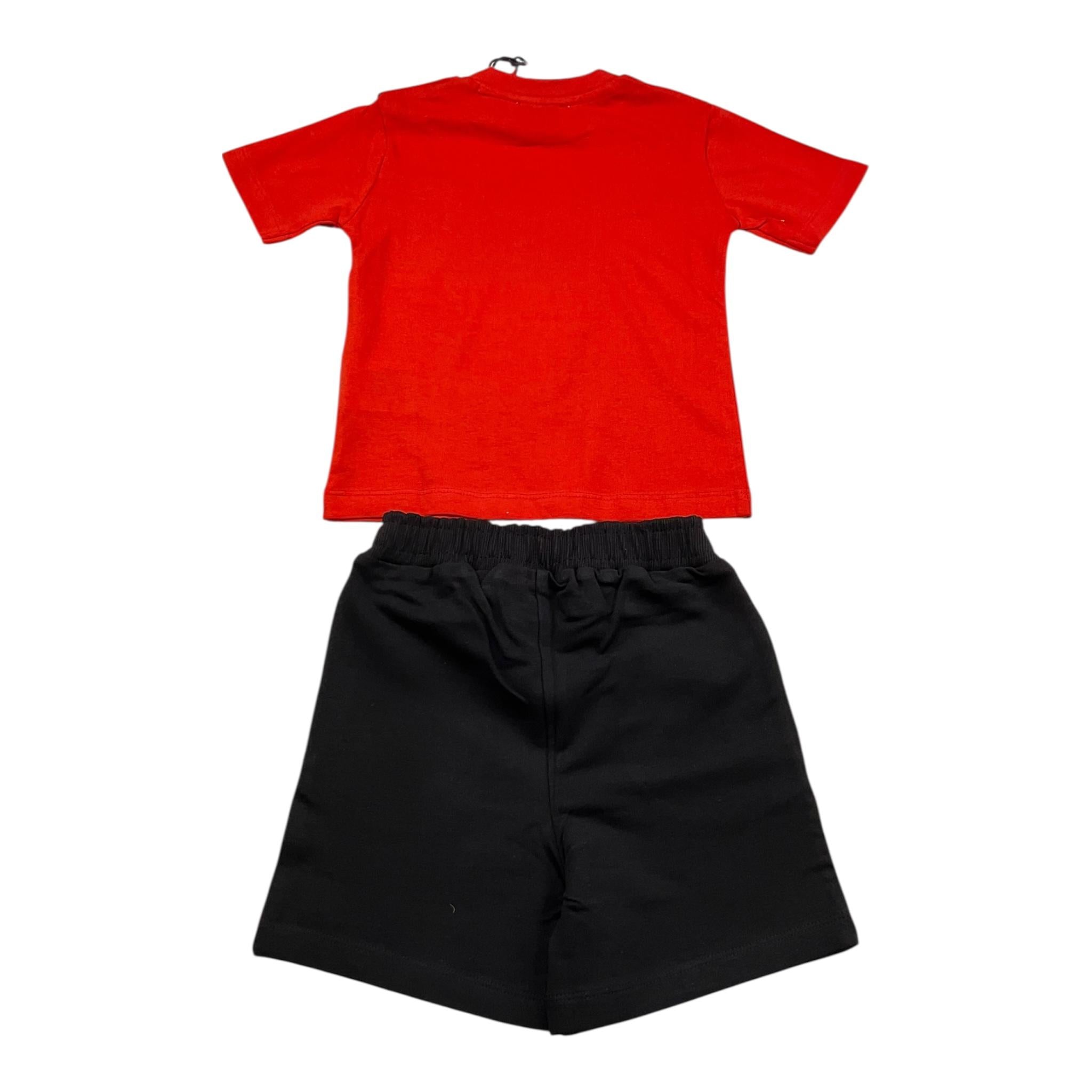 Cesare Paciotti Completo 2 Pezzi T-Shirt-Bermuda Bicolore con Stampa per Neonato COMP5124BB ROSSO/NERO CESARE PACIOTTI 