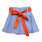 Vicolo Gonna Tinta Unita Con Fantasia A Righe E Cintura In Contrasto Azzurro Per Bambina