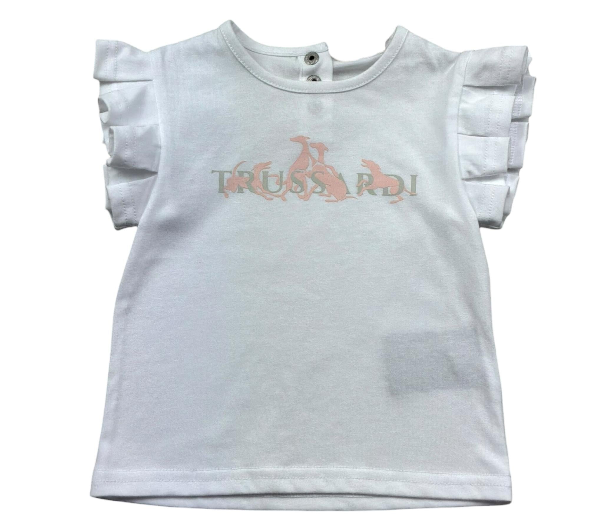 Trussardi T-Shirt Girocollo Tinta Unita con Logo per Neonata TIP26131TS BIANCO TRUSSARDI 