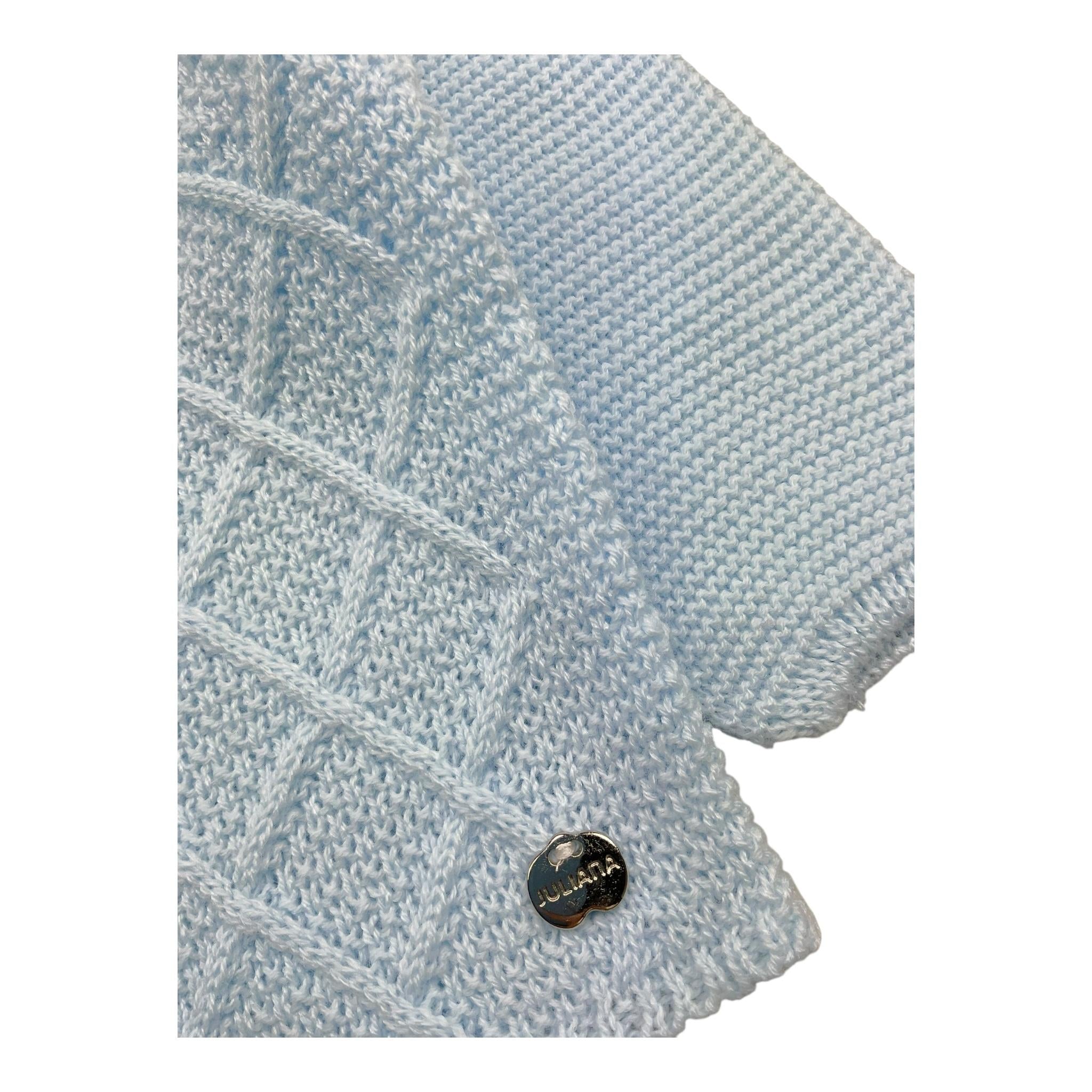 JULIANA completo 3 pz maglia-coulotte-cappello tinta unita Celeste per Neonato 24573 CELESTE JULIANA 