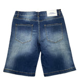 Daniele Alessandrini Bermuda In Denim Tinta Unita Con Tasche America Blu Per Bambino