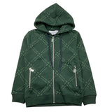 TRUSSARDI felpa con zip e cappuccio tinta unita cn stampe logo Verde per Bambino TBA25093FE VERDE TRUSSARDI 