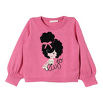 LIU JO maglia girocollo tinta unita con stampa in contrasto Rosa per Bambina KF4037X ROSA LIU JO 