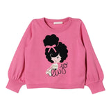 LIU JO maglia girocollo tinta unita con stampa in contrasto Rosa per Bambina KF4037X ROSA LIU JO 