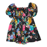 Aniye By Girl Abito Mezza Manica Tinta Unita Stampa Fantasia Nero Per Bambina