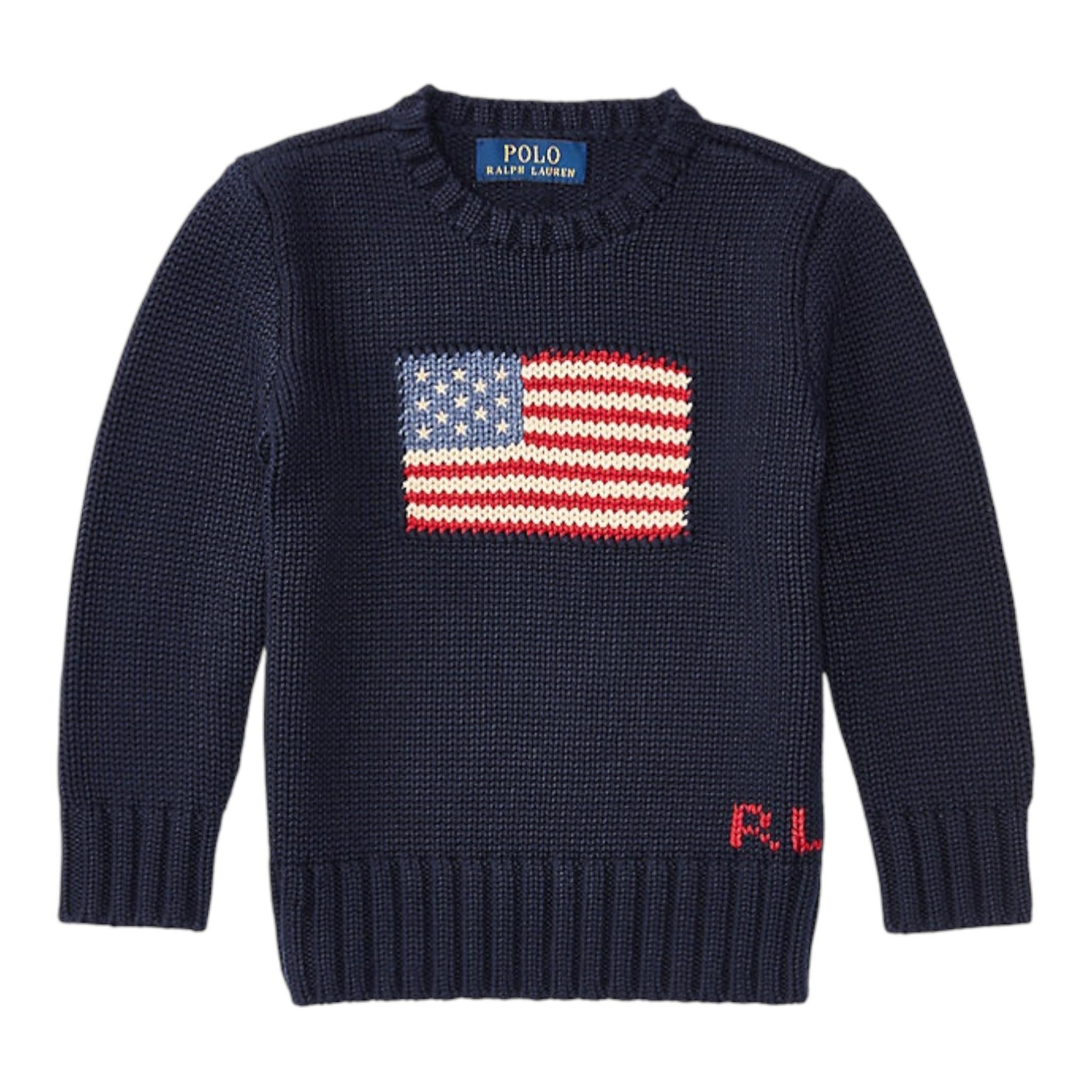 RALPH LAUREN maglia girocollo tinta unita con ricami Blu per Neonato 320668285001 BLU RALPH LAUREN 