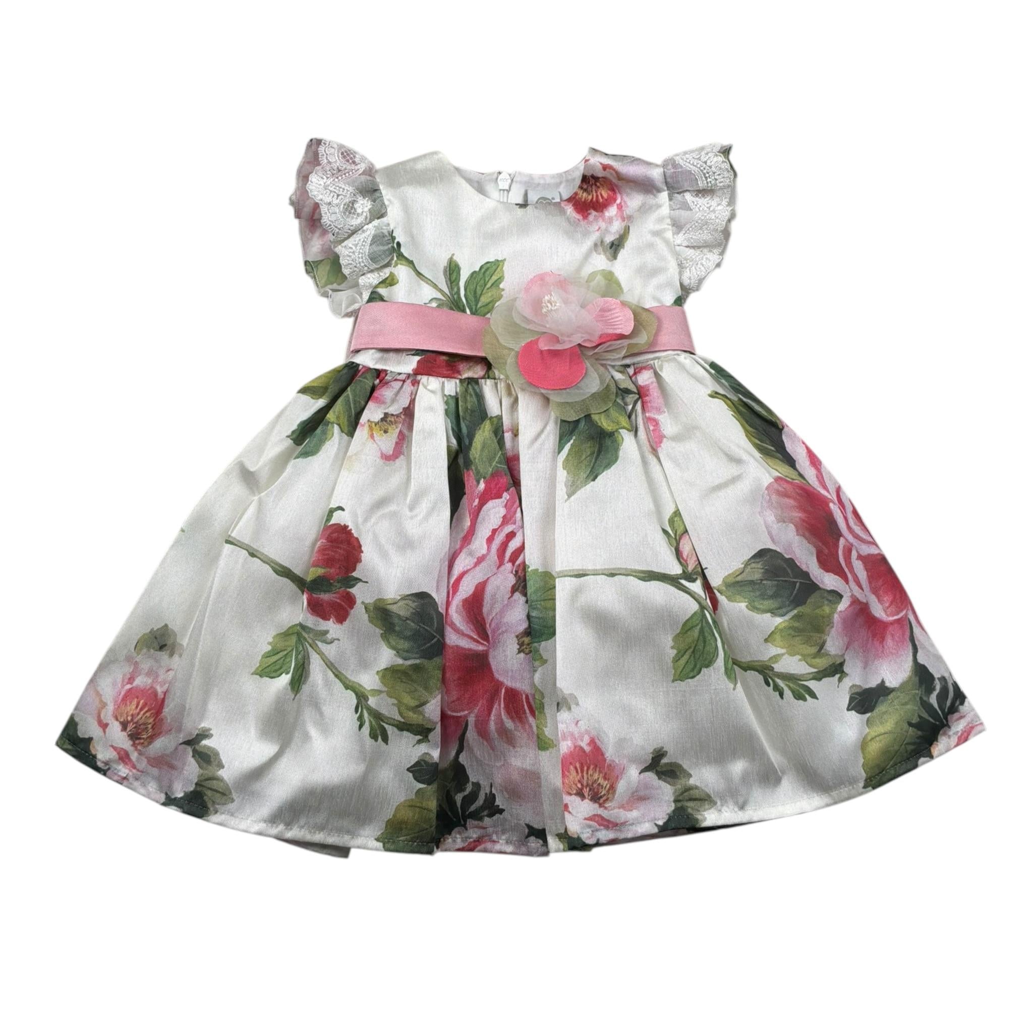 Marlu' Abito Mezza Manica Tinta Unita Fantasia Floreale per Bambina ER320MCJ PANNA MARLU' 