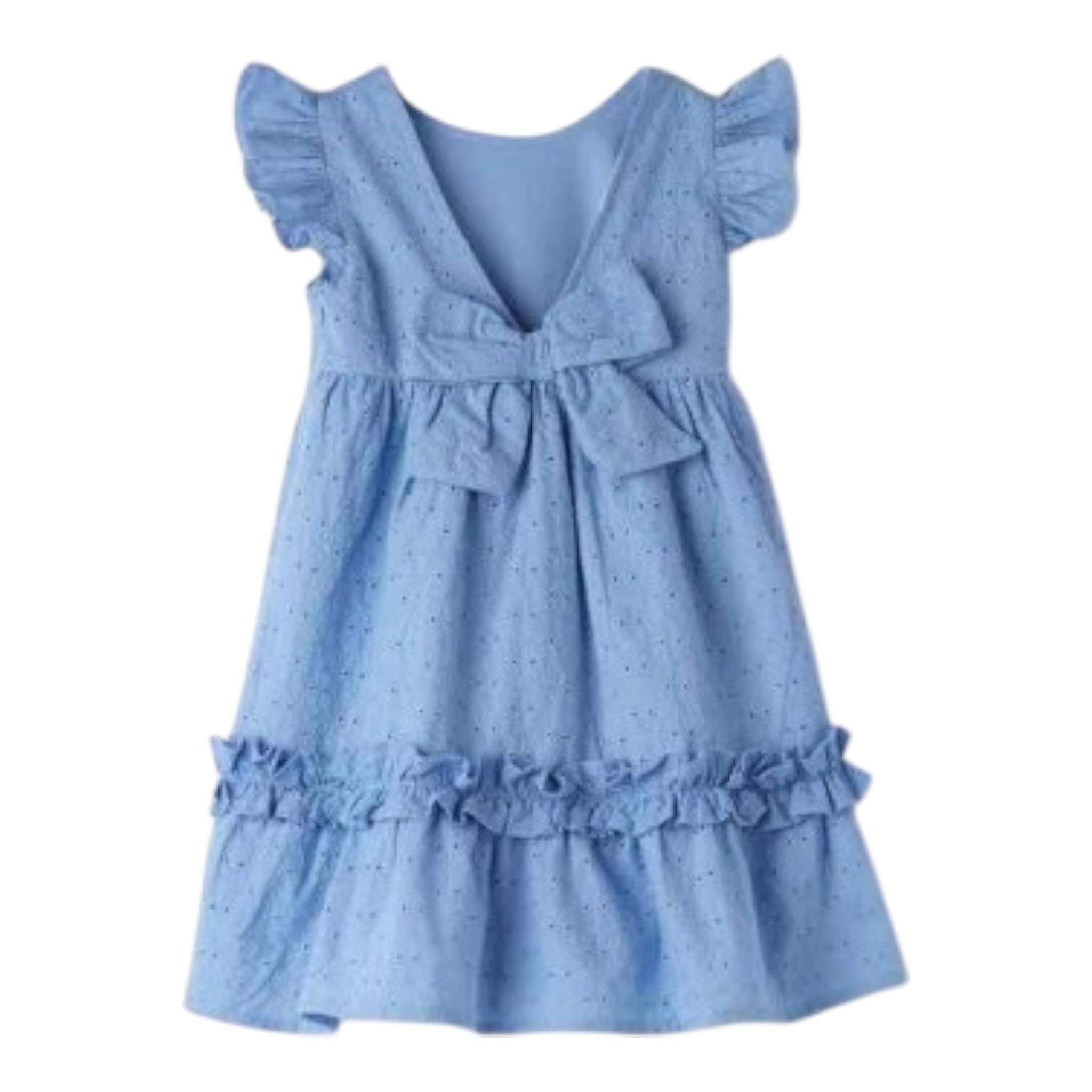 Sarabanda Abito Giromanica Traforato Tinta Unita per Neonata 0B339 AZZURRO SARABANDA 