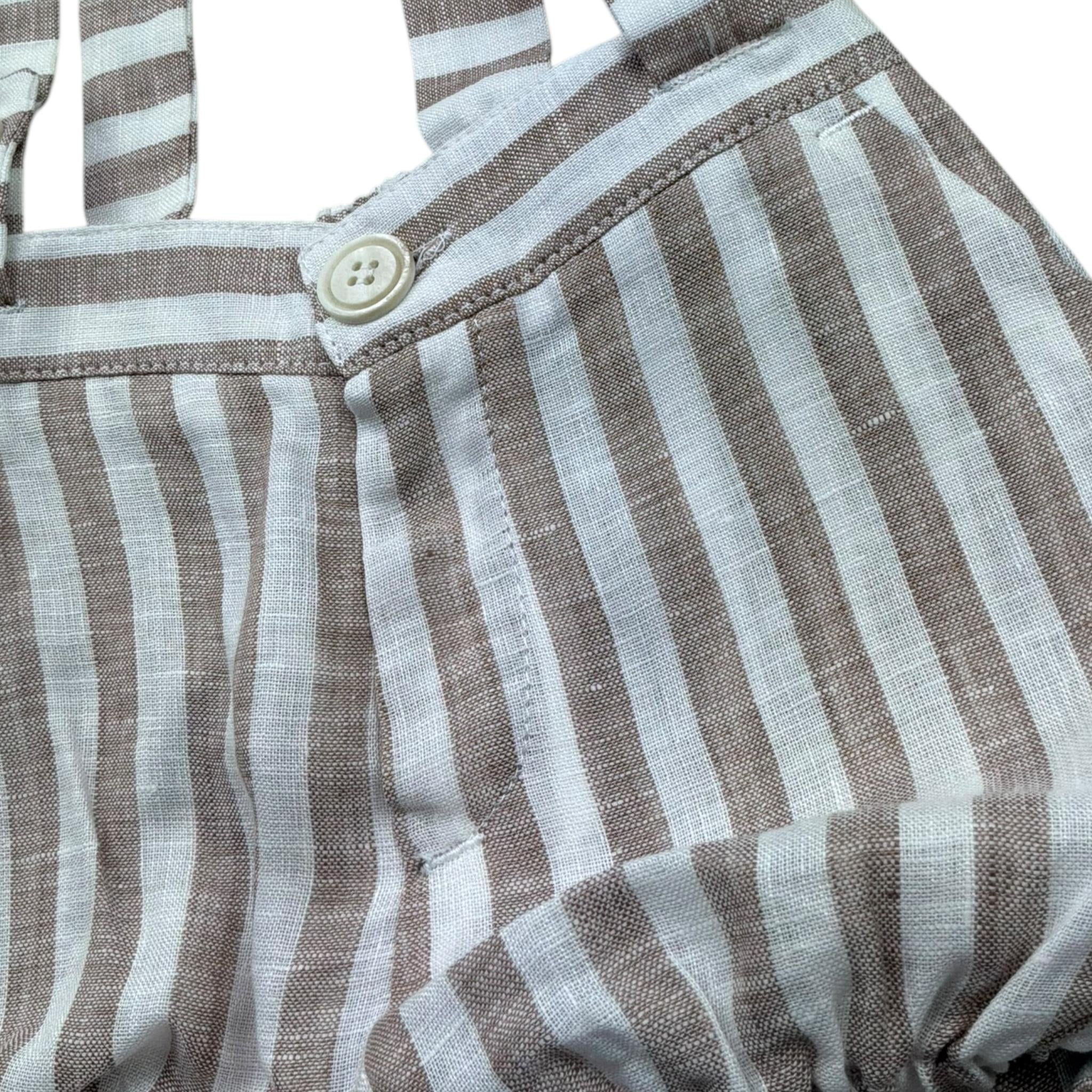 Manuel & Frank Salopette Bicolore con Fantasia A Righe per Neonato MF2409I BIANCO/BEIGE MANUEL & FRANK 